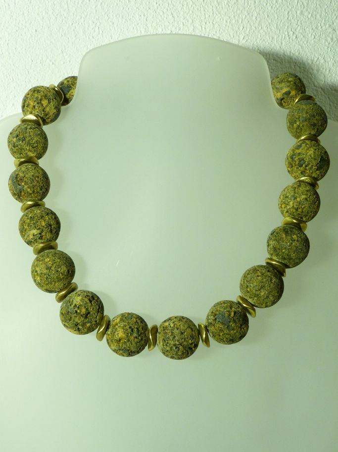 12426-Kette-168€-47,5cm-grüne Lava-Messing-Silber