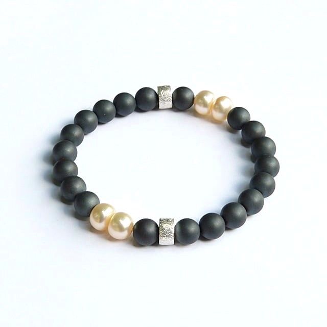 12640-Armband-88€-18,7cm-Süßwasserzuchtperlen-Hämatin-Silber