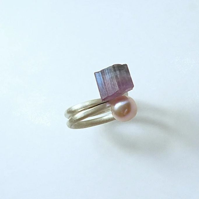 12053-Ring-228€-Gr60-Wassermelonen Turmalin-Süßwasserzuchtperle-Silber