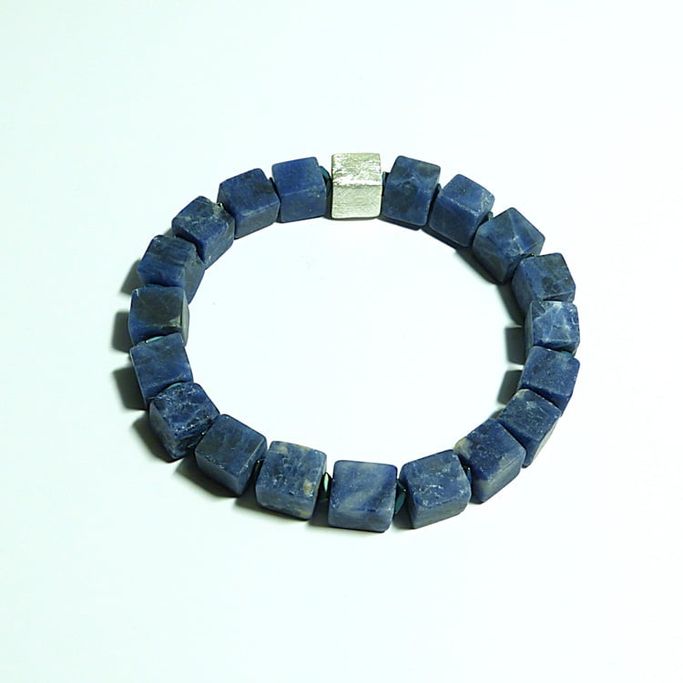 12572-Armband-74€-18,5cm-Sodalith-Hämatin galvanisiert-Silber