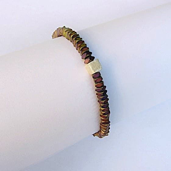 12098-Armband-58€-18cm-Hämatin mit Titan galvanisiert-Silber