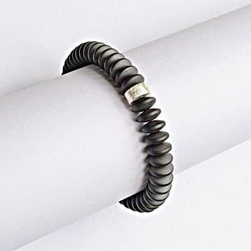 12602-Armband-60€-18cm-Hämatin Linsen 0,8cm-Silber