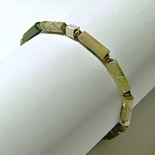 12796-Armband-52€-17,7cm-Ocean Jaspis-galvanisierter Hämatin-Silber