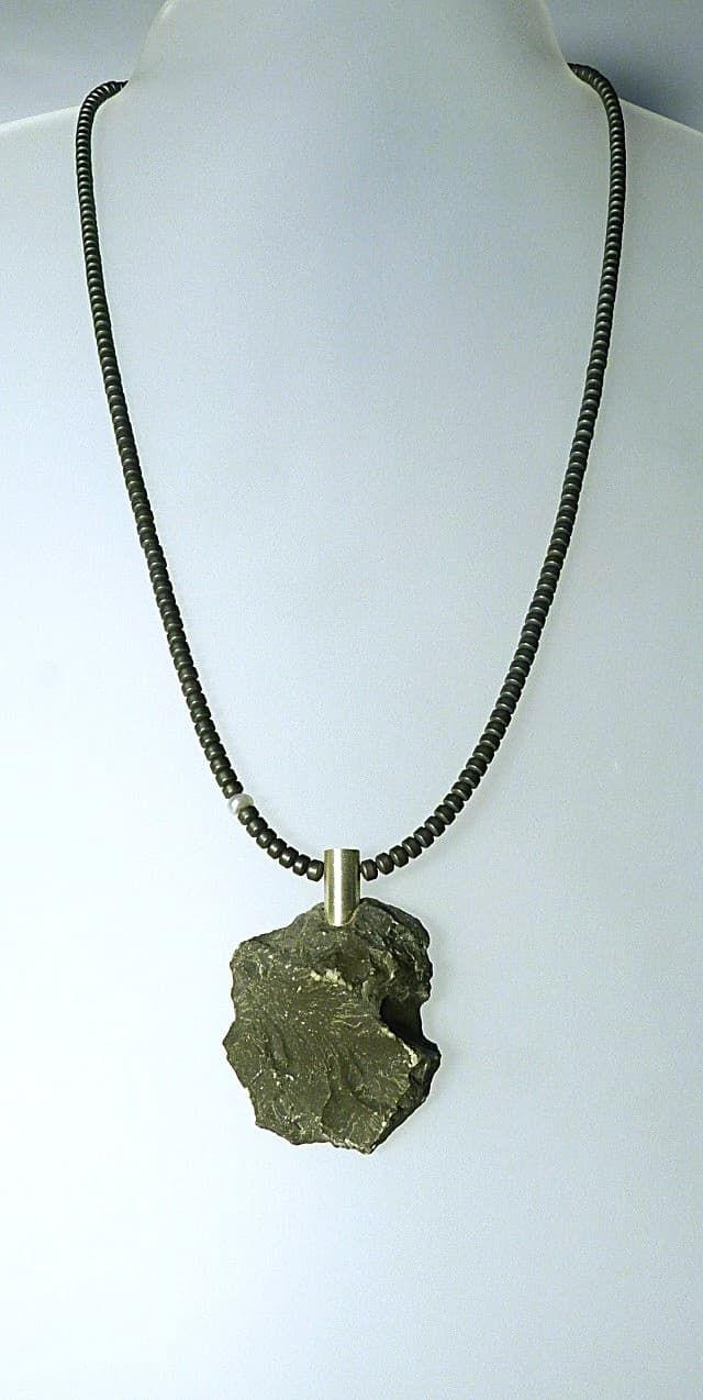 12429-Anhängerkette-136€-56,5cm-Tonschiefer-Hämatin-Süßwasserzuchtperle-Silber