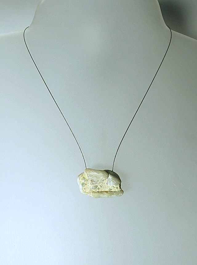 12434-Anhänger-Kette-48€-40cm-Kiesel-Stahlseil-Silber Verschluss