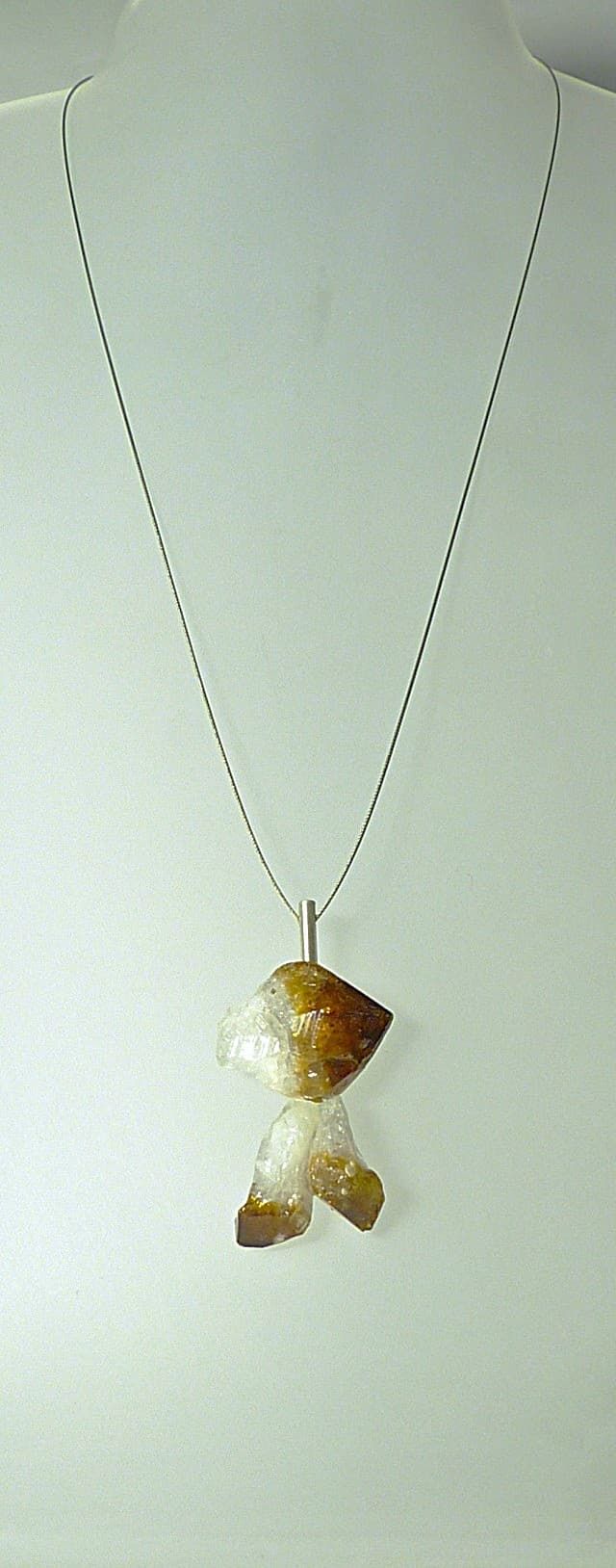 12381-Anhänger-Kette-88€-62,5cm- gebrannter Amethystquarz-Silber-Stahlseil-Silber Verschluss