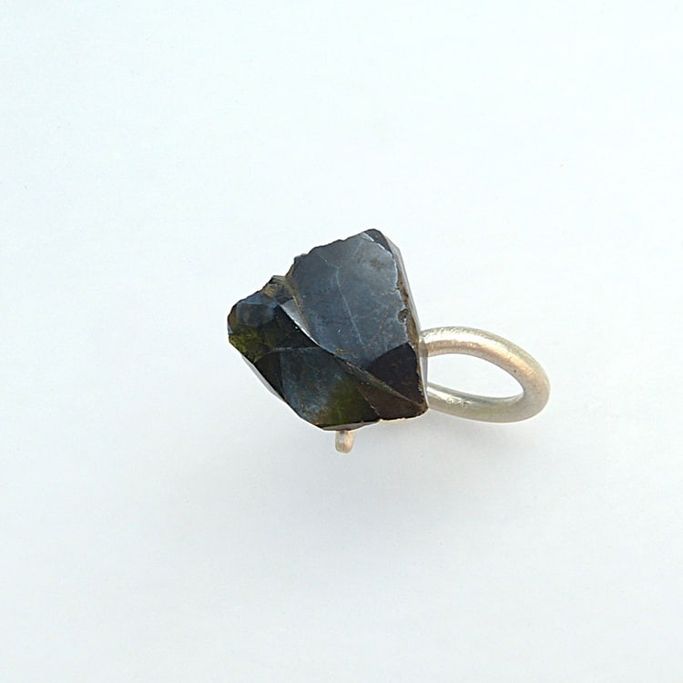12755-Ring-160€-Gr58-Hämatit Rohkristall-Silber