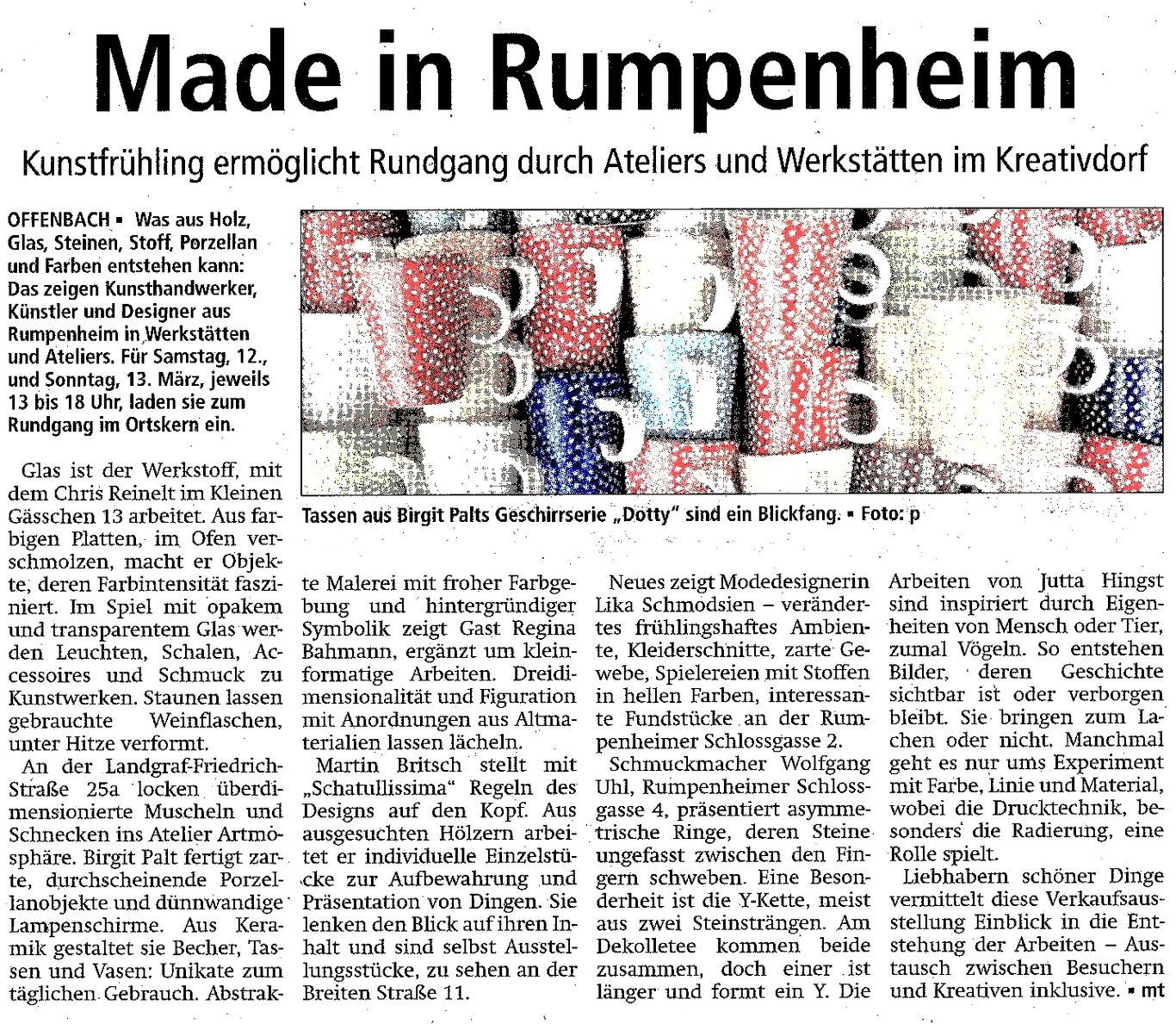 MADE IN RUMPENHEIM | Interessengemeinschaft Rumpenheimer Kunsthandwerker, Designer und Künstler
