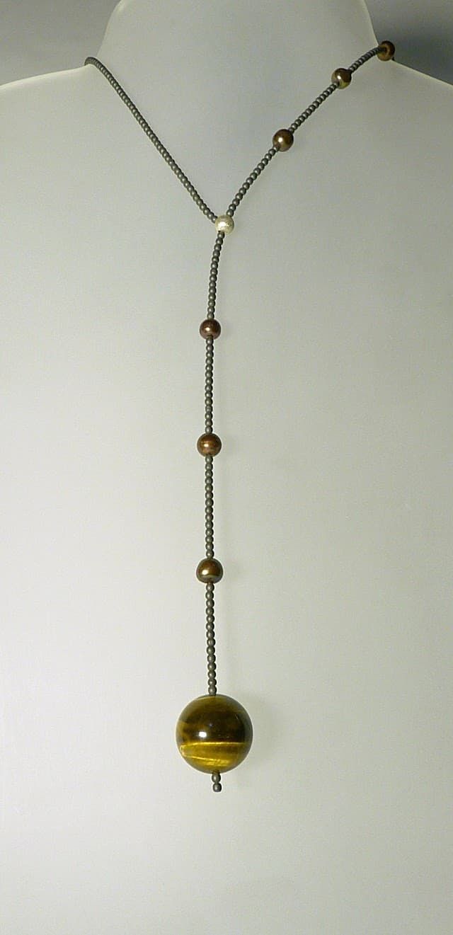 12238-Ypsilonkette-185€-50,5cm Halsweite-Tiegerauge-Süßwasserzuchtperlen-Hämatin-Silber