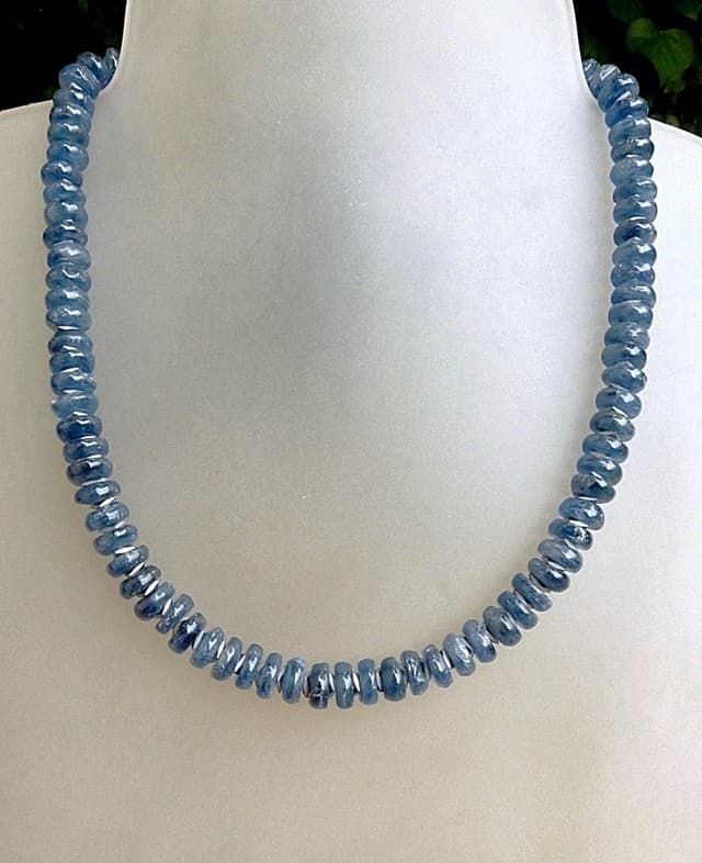 12204-Kette-230€-45cm-Disthen-Hämatin galvanisiert-Silber