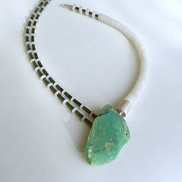 12023-Ypsilonkette-370€-45,5cm-Chrysopras, Gläsendorf, Niederschlesien-weiße Jade-galvanisierter Hämatin-Silber