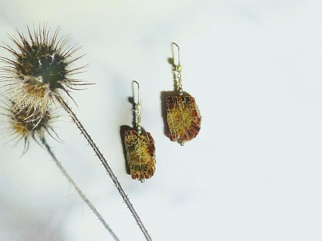 12143-Ohrschmuck-68€-4,5cm-Almandin Granat-Hämatin-Silber