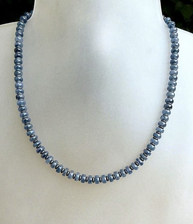 12276-Kette-178€-43,5cm-Disthen-Hämatin galvanisiert-Silber