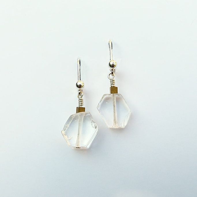 12021-Ohrschmuck-76€-3,2cm- Bergkristall-Hämatin galvanisiert-Silber