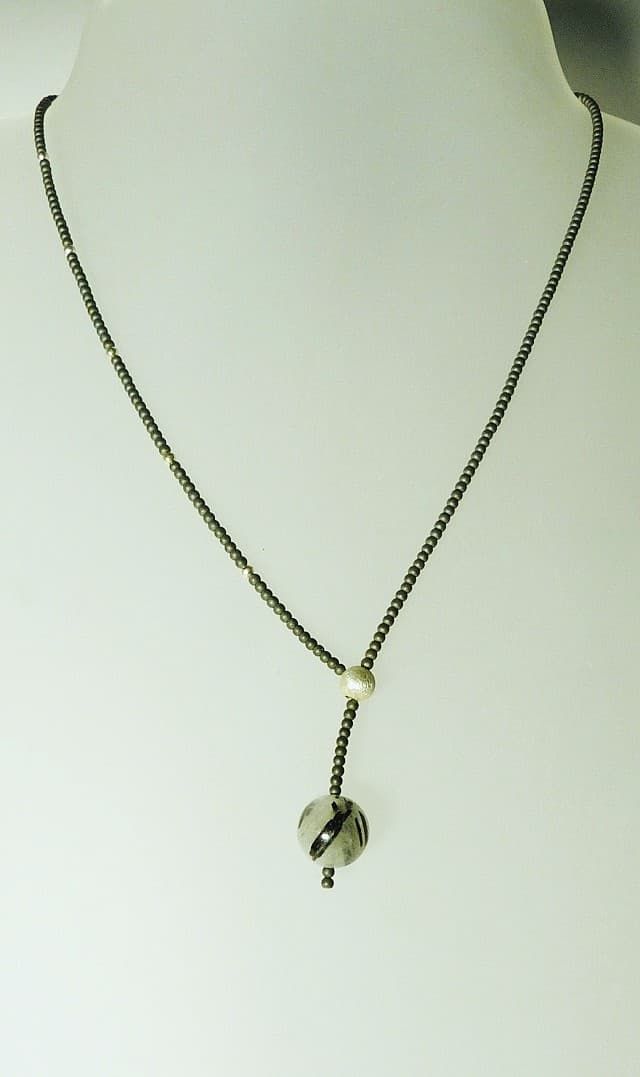 12508-Ypsilonkette-142€-45,5cm-Turmalinquarz-Hämatin-Silber