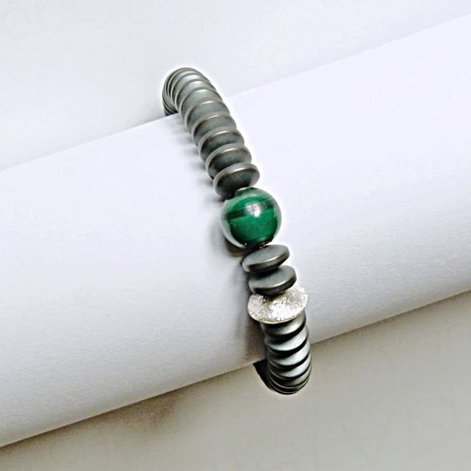 12174-Armband-76€-18,5cm-Malachit-Hämatin-Silber