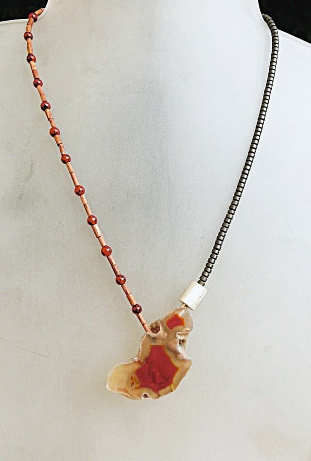 12292-Ypsilonkette-210€-45,5cm-Achat-Hämatin-Karneol-Rosenholz-Silber