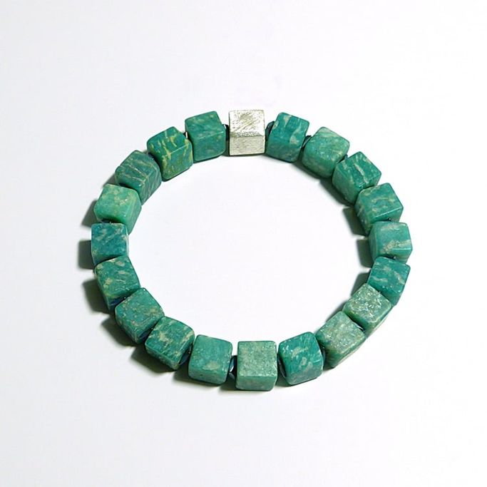 12570-Armband-78€-19cm-Amazonit-Hämatin galvanisiert-Silber