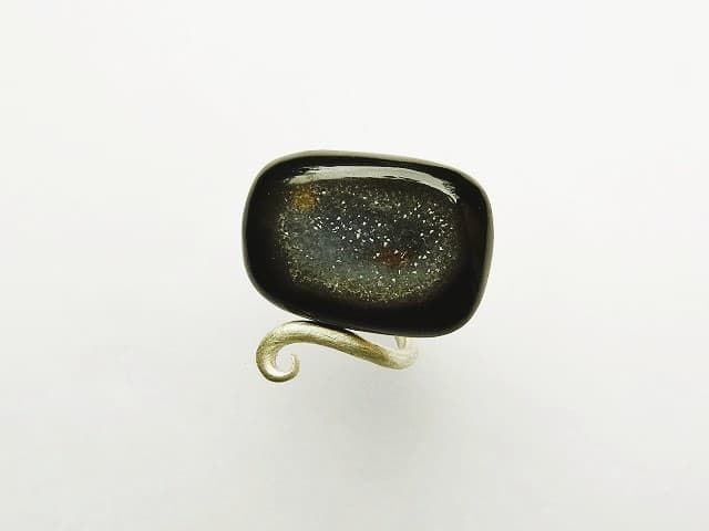 12269-Ring-158€-Gr63-Onyx Geode mit Bergkristall-Silber