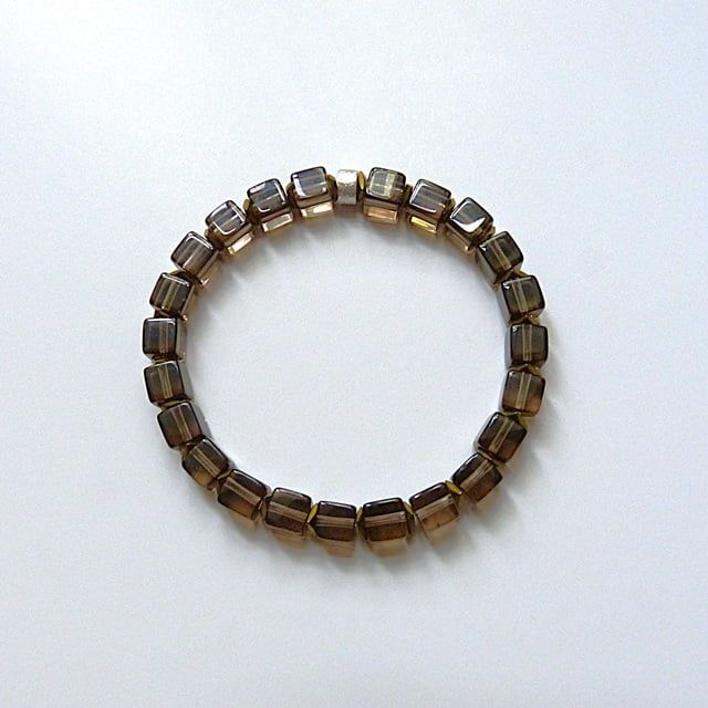 12589-Armband-72€-18cm-Rauchquarz-Hämatin galvanisiert-Silber