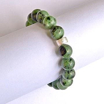 12062-Armband-76€-18,5cm-Zoisit Kugeln 1cm-Silber