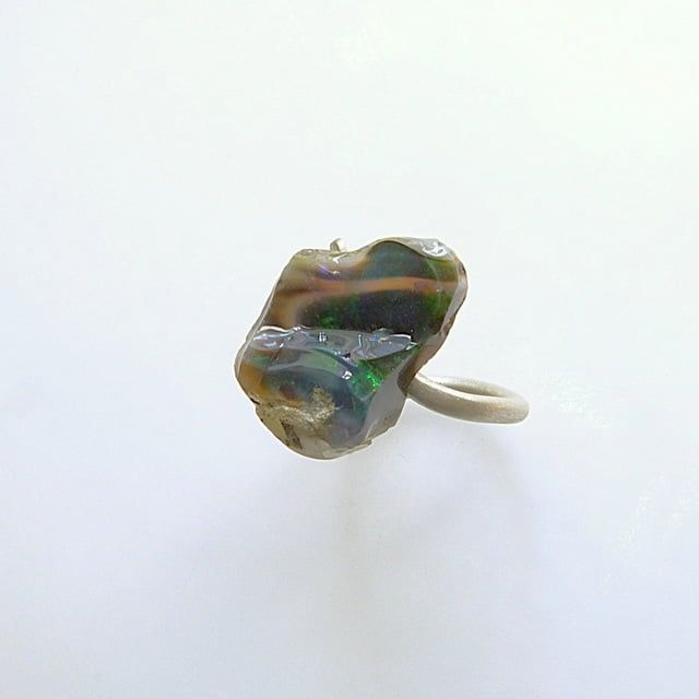 12120-Ring-220€-Gr64-Welo Roh Opal aus Äthiopien-Silber