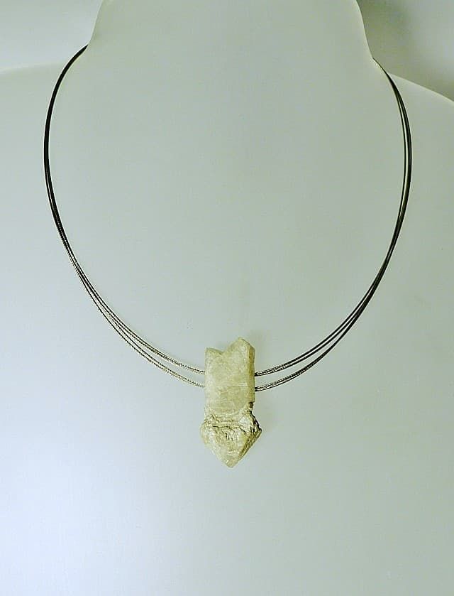 12320-Anhänger-Kette-76€-45cm- Zepterquarz-Stahlseil-Silber Verschluss