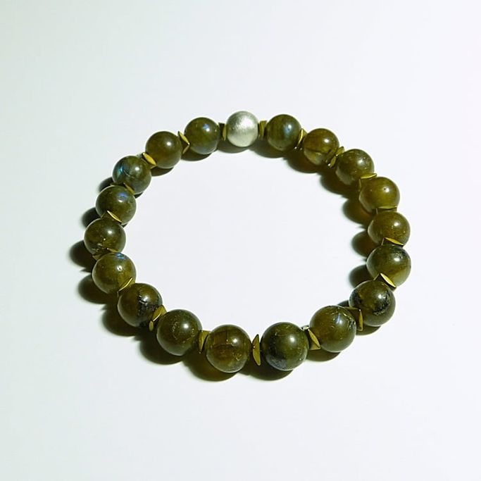 12195-Armband-86€-17,7cm-Labradorit-Hämatin galvanisiert-Silber